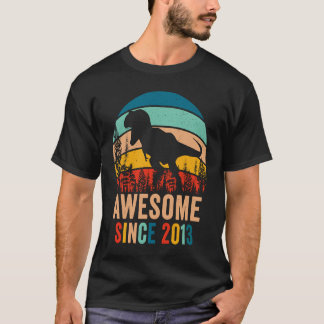 Camiseta Retro 10º Bday Dinossaur T Rex Boys Incrível Desde