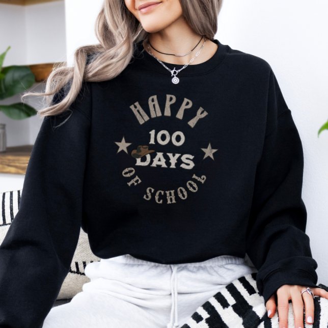 Camiseta Retro 100 dias de Chapéu de Vaqueiro na Escola (Criador carregado)