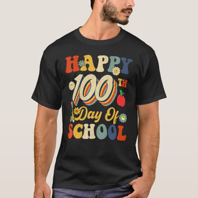 Camiseta Retro 100th Day of School Teachers Kids Child Happ (Frente)