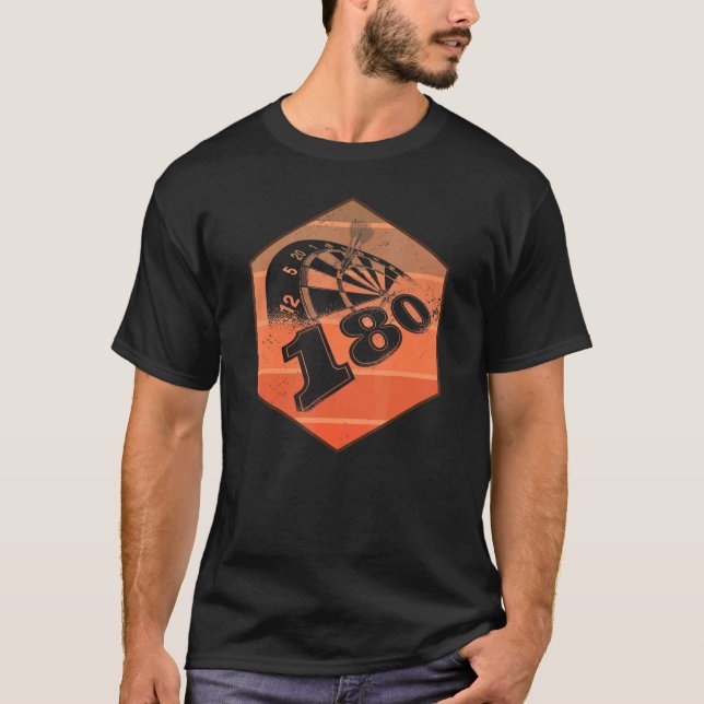 Camiseta Retro 180 darts Dartboard Trophy Dart (Frente)