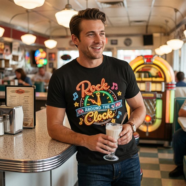 Camiseta Retro 1950s Rock Around The Clock Music (Criador carregado)