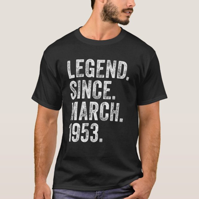 Camiseta Retro 1953 Aniversário Legenda de Nascer desde 195 (Frente)