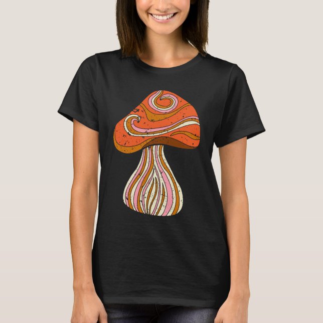 Camiseta Retro 1960s Hippy Style Distressed Mushroom Graphi (Frente)