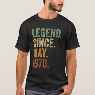 Camiseta Retro 1970 Aniversário Legenda De Nascer Desde 19