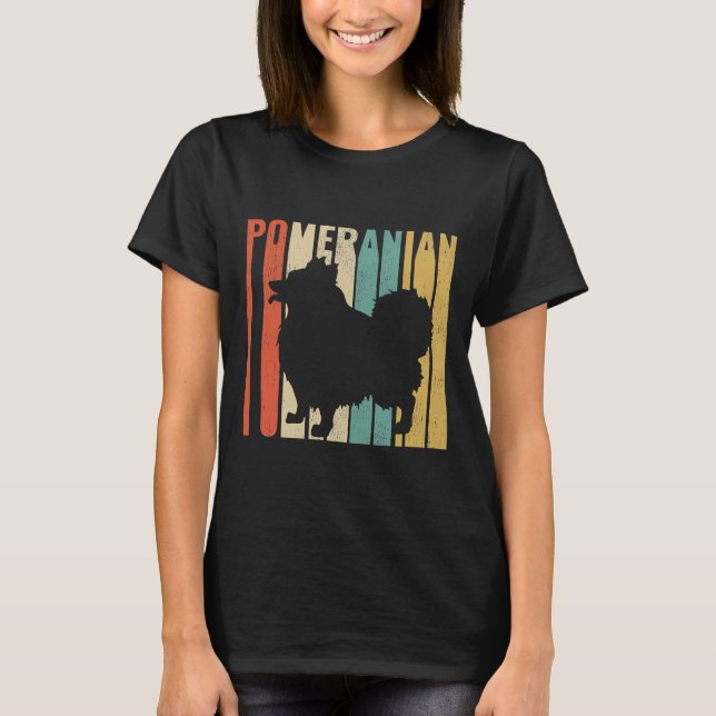 Camiseta Retro 1970 S Cachorro Pomerano Silhouette Cracking (Frente)
