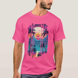 Camiseta Retro 1980s 1990s Vaporwave Palmeiras Pôr do Sol P