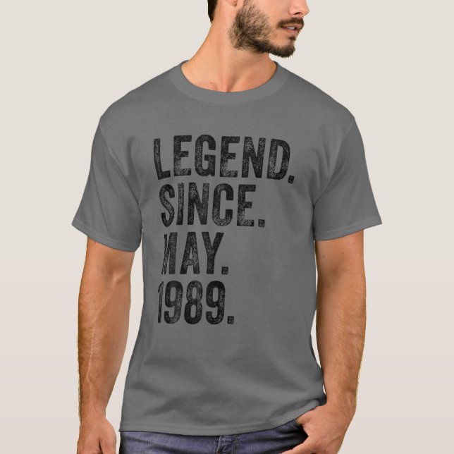 Camiseta Retro 1989 Aniversário Legenda De Nascer Desde 198 (Frente)