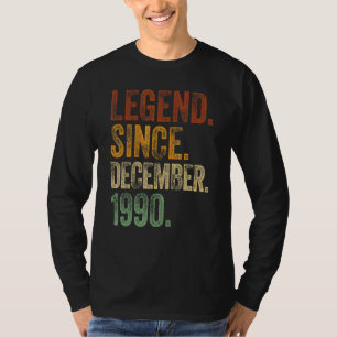 Camiseta Retro 1990 Aniversário Legenda Do Nascer De Dezemb