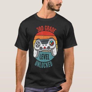 Camiseta Retro 3rd Grade Level Unlocked Gamer First Day Of