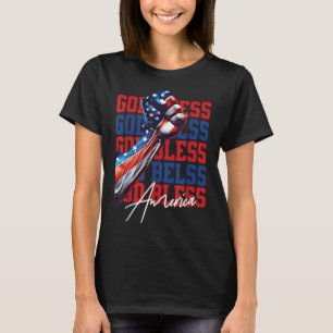 Camiseta Retro 4 de Julho Deus Abençoe a América Patriota C