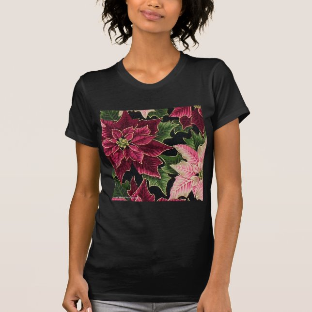 Camiseta Retro 50 Poinsettia Burgundy Rosa (Frente)