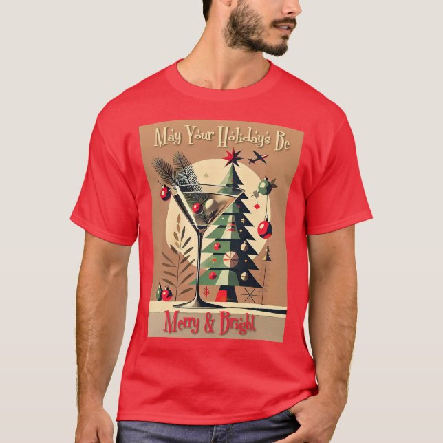 Camiseta Retro 50s Jet Set Christmas Tree Martini (Frente)