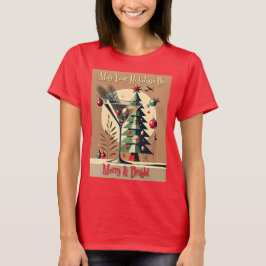 Camiseta Retro 50s Jet Set Coquetel de Natal da Árvore