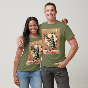 Camiseta Retro 50s Jet Set Martini de Natal Árvore de Natal