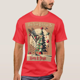 Camiseta Retro 50s Jet Set Martini de Natal Árvore de Natal