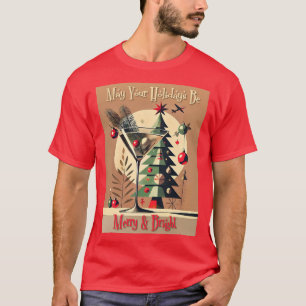 Camiseta Retro 50s Jet Set Martini de Natal Árvore de Natal