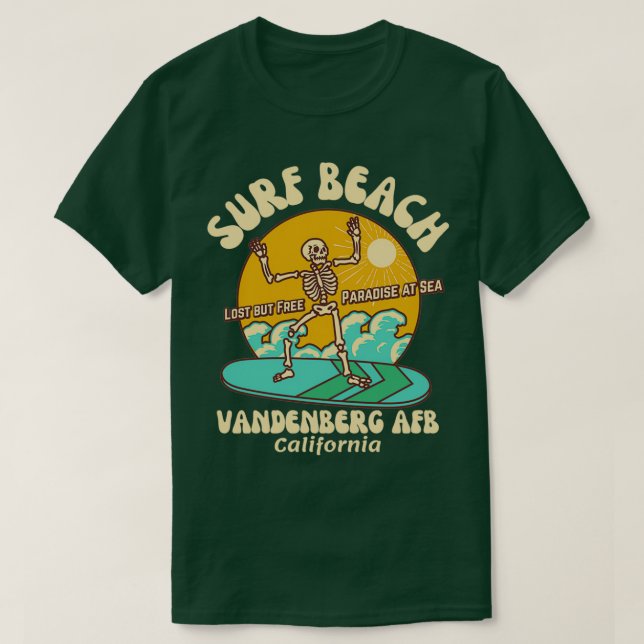 Camiseta Retro 60 Surf Beach Vandenberg AFB California (Frente do Design)