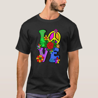 Camiseta Retro 60's 70's Flower Power Hippy Groovy Love Pea