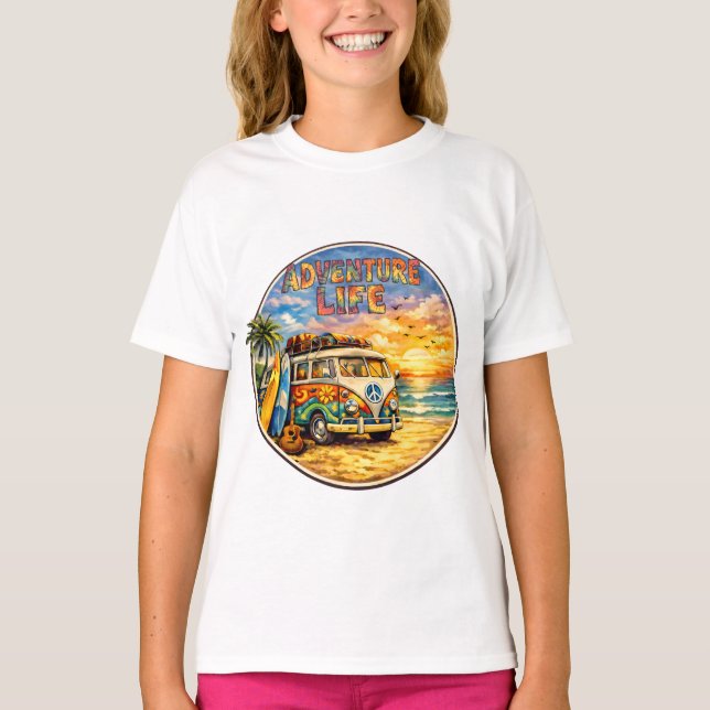 Camiseta Retro 60s Hippie Beach Sunset Adventure Life Girls (Frente)