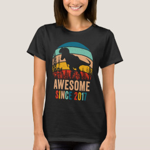 Camiseta Retro 6 Bday Dinossaur T Rex Boys Incrível Desde 2