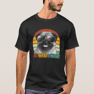 Camiseta Retro 70s 80s 90s Legal Pug Sunglass eu faço o que