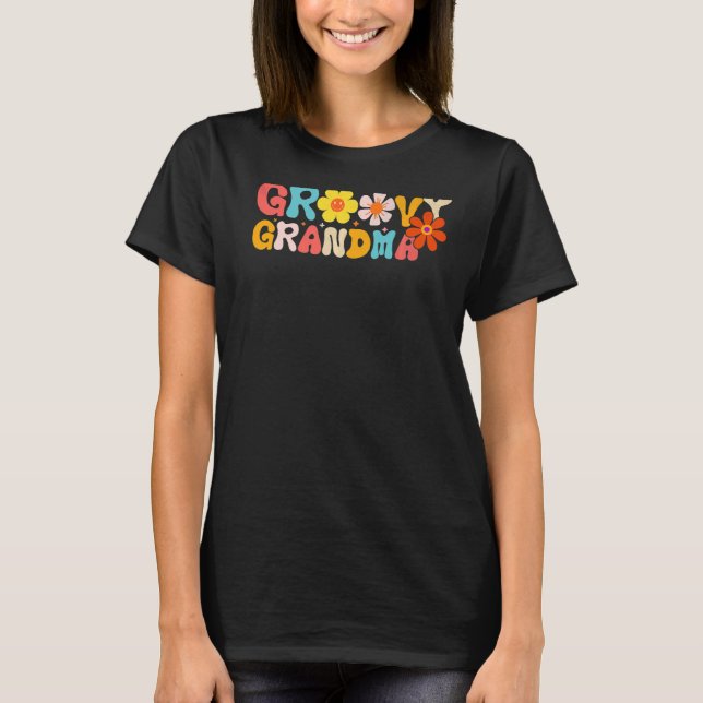 Camiseta Retro 70s Groovy Grandma Matching Family 1rua Birt (Frente)