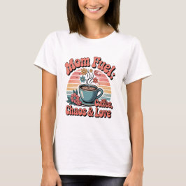 Camiseta Retro 70s Mãe Combustível: Café, Caos e Amor