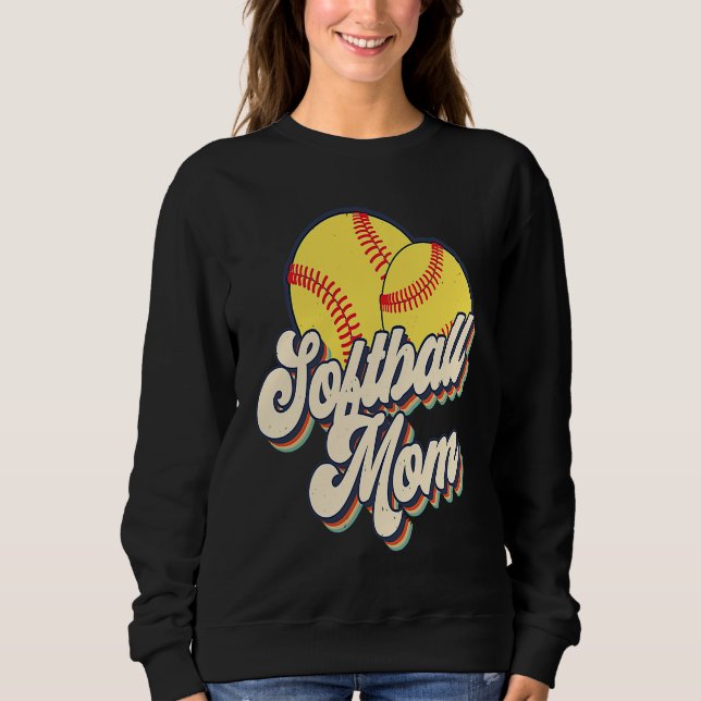 Camiseta Retro 70s Softball Mom Cute Player Mama Team Sport (Frente)