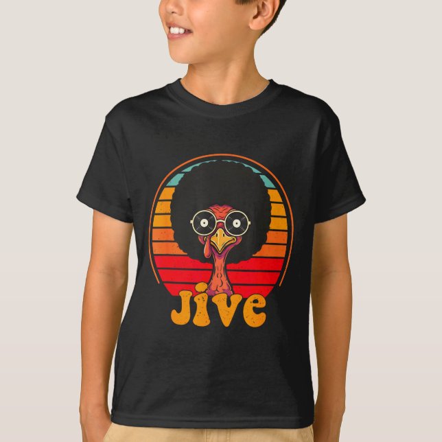 Camiseta Retro 70s Turkey Jive Afro Thanksgiving Family Men (Frente)