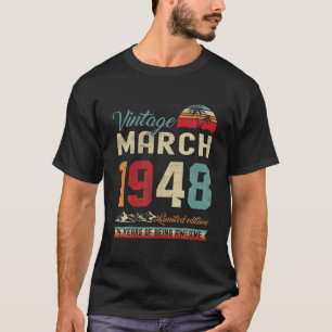 Camiseta Retro 74. º aniversário 74 anos março 1948 Vintag
