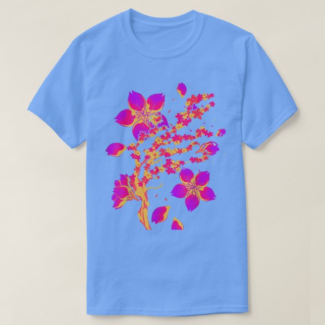 Camiseta Retro 80s Art Japan Flor Sakura Vaporwave Cherry (Frente do Design)