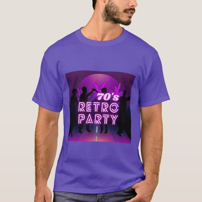 Camiseta Retro 80s Disco Dance Party Neon Purple Funky (Frente)