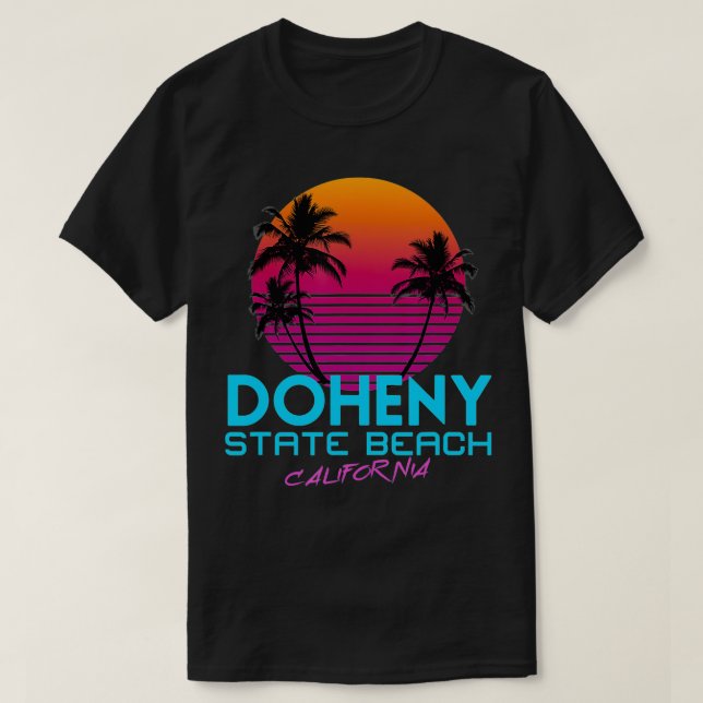 Camiseta Retro 80s do Doheny State Beach California (Frente do Design)