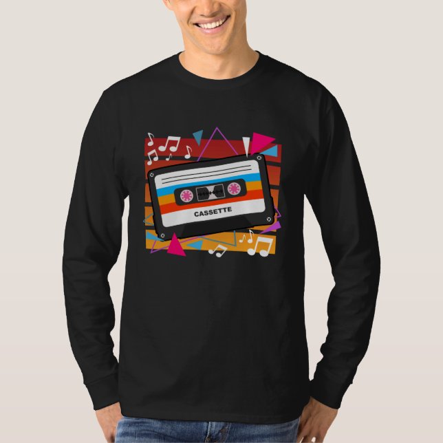 Camiseta Retro 80s Music Cassette Tape Throwback (Frente)