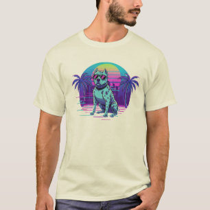 Camiseta Retro 80s Synthwave Cachorro Legal com Óc