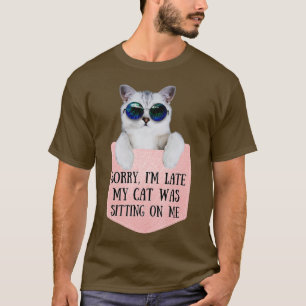 Camiseta Retro 90s Cat s Desculpe Im Tarde Meu Gato Estava