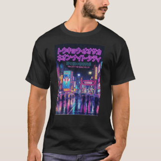Camiseta Retro 90s City Pop Night: Neon Tokyo & Osaka Rain 