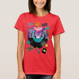 Camiseta Retro 90s Midnight Wolf & Boombox Circular Collage