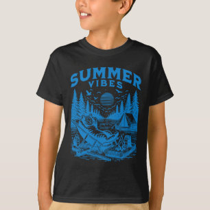 Camiseta Retro 90s Summer Vibes Cat Acampando Meme Gato Eng