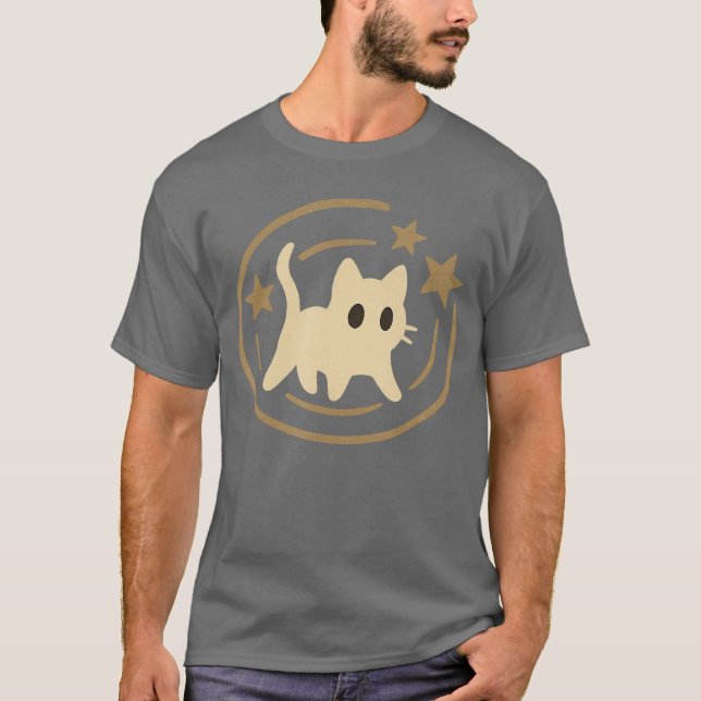 Camiseta Retro 90s Y2K Scared Cat Cosmic Stars Gift for Men (Frente)
