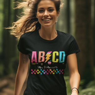 Camiseta retro abc de volta à escola para professo