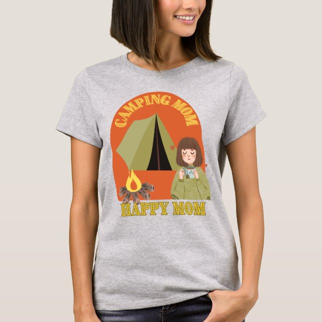 Camiseta retro acampamento chá de bebendo da mãe - camper d (Frente)