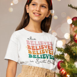 Camiseta Retro acredita em crianças da família Papai Noel d
