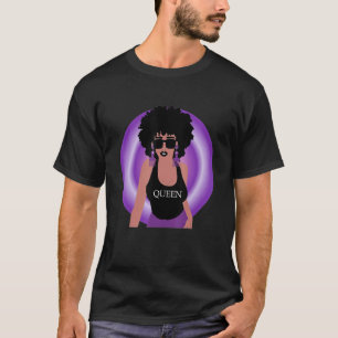 Camiseta Retro Afro Curly Hair Queen Melanin Pride Purple H