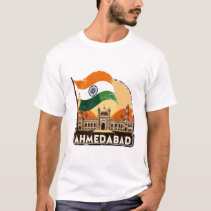 Camiseta Retro Ahmedabad Skyline City na Índia