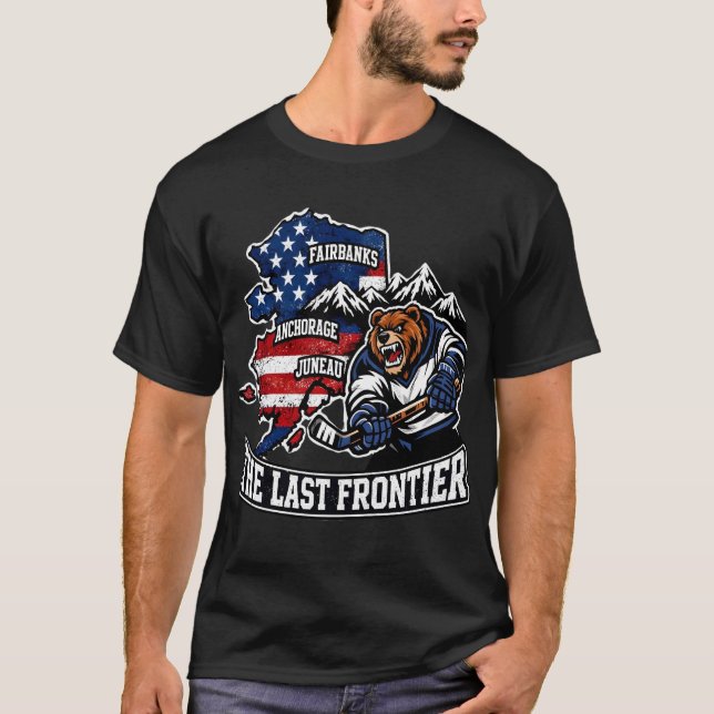 Camiseta Retro Alasca A Última Fronteira Mapa do Urso de Hó (Frente)