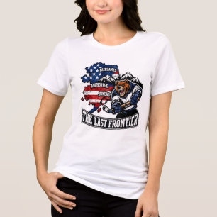 Camiseta Retro Alasca A Última Fronteira Mapa Urso de Hóque