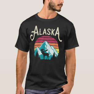 Camiseta Retro Alasca, AK Juneau Montanhas Vida Selvagem Al