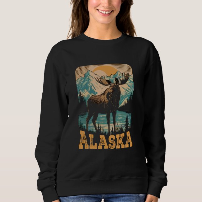 Camiseta Retro Alaska State Mounts Willife & Outdoor Mo (Frente)