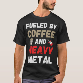 Camiseta Retro Alimentado Por Café E Heavy Metal